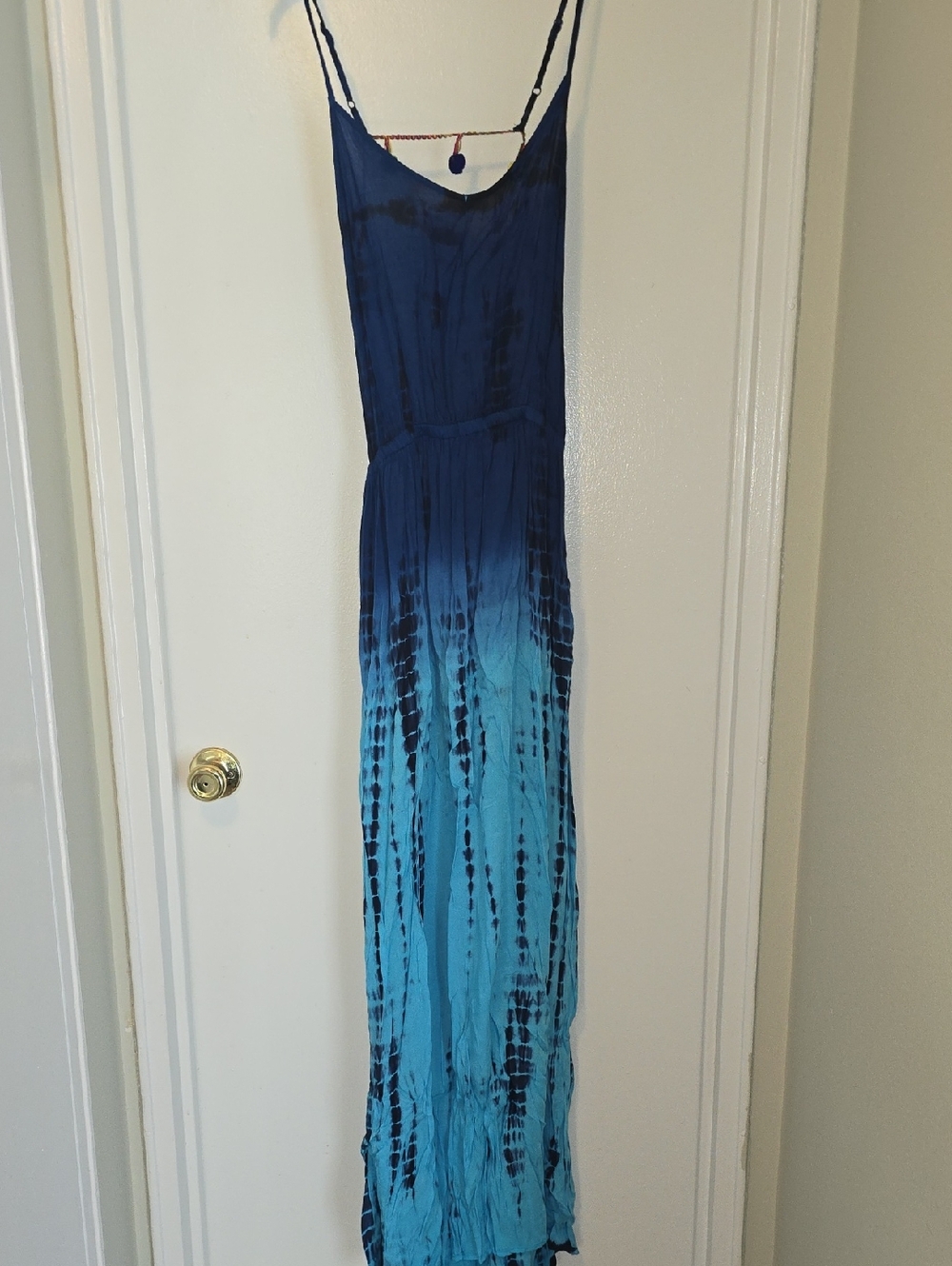 Blue Ombre Backless Maxi Dress